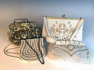 4 VINTAGE BEADED EVENING BAGS PURSES