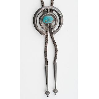Navajo Silver Naja with Turquoise and Hands, Old Style