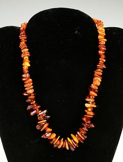 POLISHED HONEY COLORED AMBER NUGGET NECKLACE
