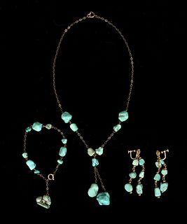 ANTIQUE TURQUOISE NUGGET JEWELRY SET