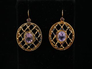 PAIR OF OVAL CHINESE GOLD WASHED STERLING SILVER EARRINGS