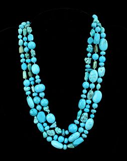 VINTAGE 3-STRAND TURQUOISE NECKLACE 