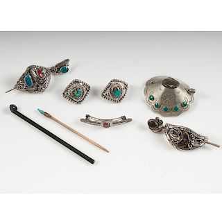 Navajo Silver and Stone Hair Ornaments for Bad Hair Days