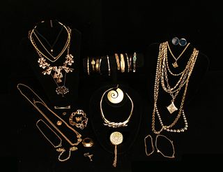 LARGE LOT OF GOLDEN COSTUME JEWELRY 
