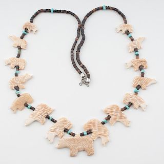 Santo Domingo Faux Ivory Polar Bear Fetish Necklace
