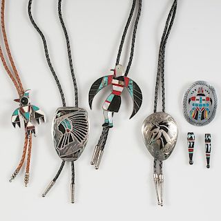 Southwestern Style White Metal and Assorted Stones Bolos