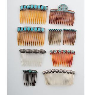 Navajo and Zuni Silver and Turquoise Combs