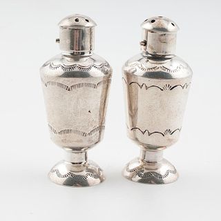 Navajo or Zuni Sterling Silver Salt and Pepper Shakers from the Collection of John O. Behnken, Georgia