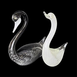 Two Murano Art Glass Swans