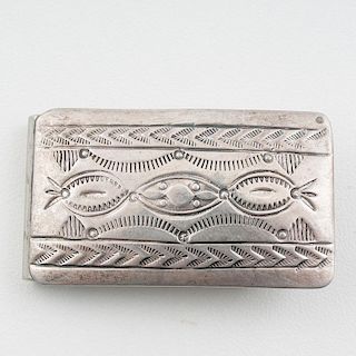 Navajo Stamped Silver-Faced Money Clip