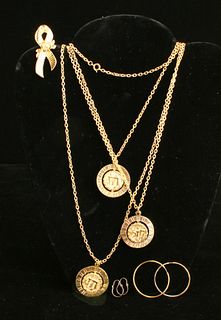 GOLD TONED COSTUME JEWELRY CHAI, BREAST CANCER