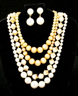 VINTAGE COSTUME JEWELRY LOT NECKLACES EARRINGS