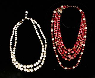 RED & WHITE COSTUME JEWELRY NECKLACES