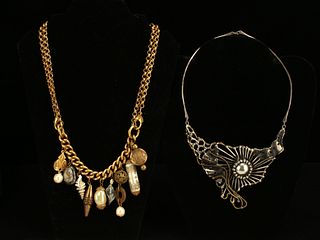 TWO COSTUME STATEMENT NECKLACES JEWELRY
