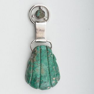 Mexican Silver and Turquoise Watch Fob or Pendant