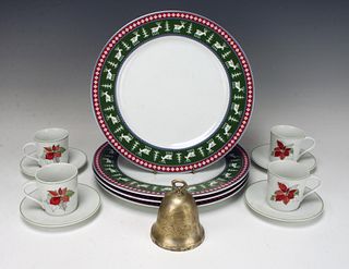 CHRISTMAS PLATES CUPS & SAUCERS WITH BELL