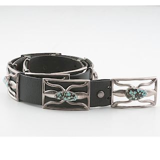 Navajo Silver with Turquoise Concha Belt