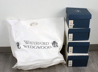 4 EMPTY WATERFORD CRYSTAL OMEGA DOUBLE OLD FASHIONED BOXES AND BAG