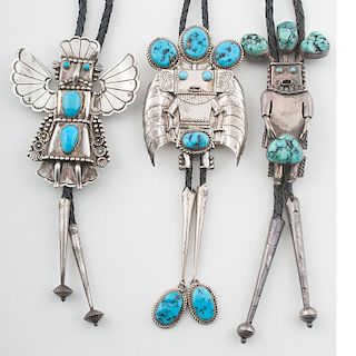 Navajo Silver and Turquoise Bolos for Partying on the Plaza