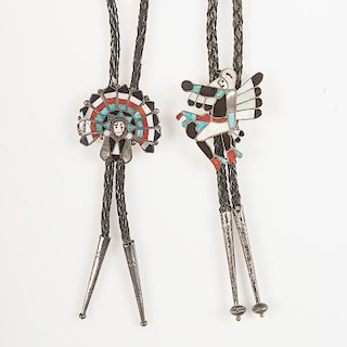 Zuni Inlaid Bolos with Facial Features