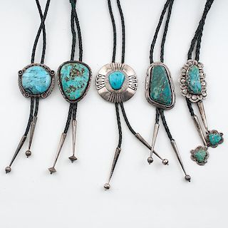 Navajo Silver and "Meaty" Turquoise Bolos
