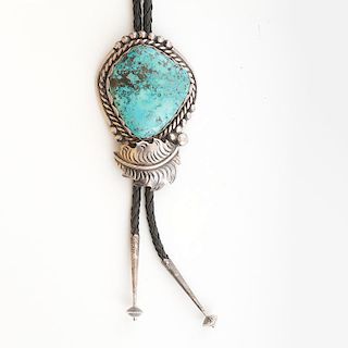 Navajo Turquoise and Silver Bolo