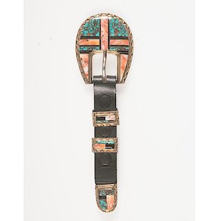 Navajo Jerry Johnson Inlaid Ranger Set with 12k Gold Fill for Dressy Dudes