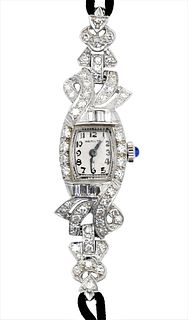 Hamilton Platinum and Diamond Ladies Retro Wristwatch