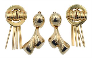 Two Pairs of 14 Karat Yellow Gold Ear Clips