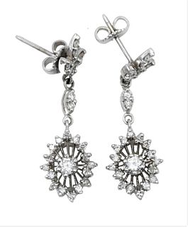 Pair of Drop Pendant Earrings with Diamonds