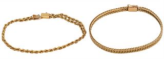 Two 14 Karat Yellow Gold Bracelets