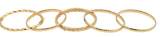 14K Five Gold Bangle Bracelets