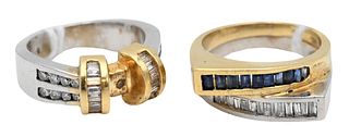 Two Piece 14 Karat White and Yellow Gold Ring