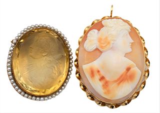 Two Gold Framed Cameos