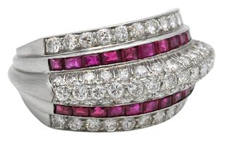 Platinum, Diamond and Ruby Cocktail Ring