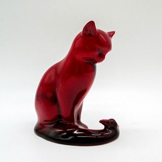 Royal Doulton Flambe Figurine, Cat with Mouse on Tail HN201
