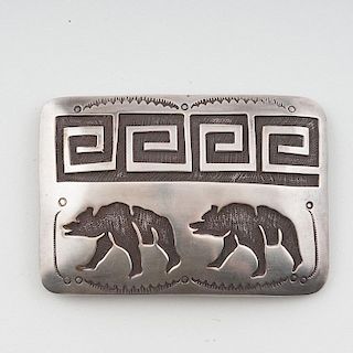 Hopi Silver Overlay Buckle with Grizzies for Your Levis