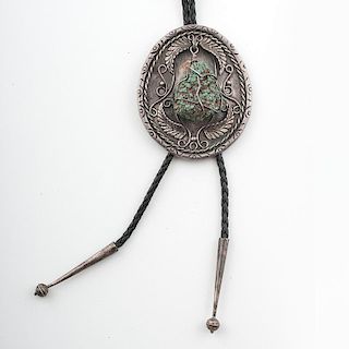 Navajo Wire-Wrapped Turquoise Nugget Bolo