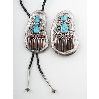 Navajo Silver, Turquoise, Coral, and Claws Set for Wildlife Expert