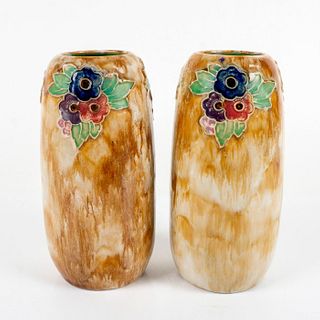 Pair of Antique Royal Doulton Floral Style Vase