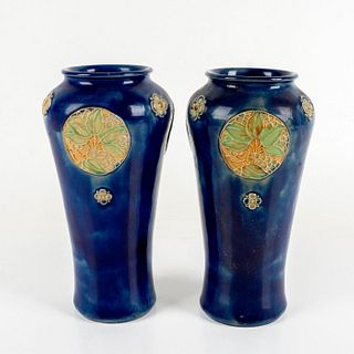 Pair of Antique Royal Doulton Floral Style Vase