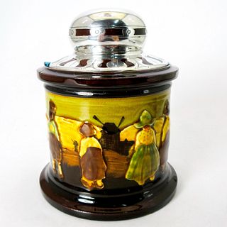 Rare Pottery Tobacco Jar with Dutch Children Scene