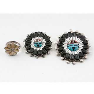 Zuni Raised and Carved Inlay Pins Plus
