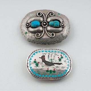 Navajo and Zuni Turquoise and Silver Buckles