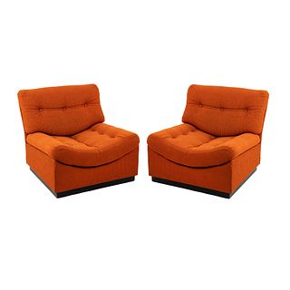 (2) Pair of Danish MK Craftsmanship Orange Lounge Chairs