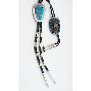 Zuni Turquoise and Black Bolos: For Your Black Cavalry Shirt