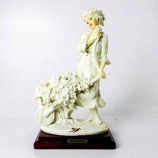 Giuseppe Armani Figurine, Girl with Wheelbarrow of Flowers