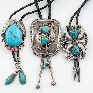 Navajo Silver and Turquoise Bolos for Prairie Chic Ladies