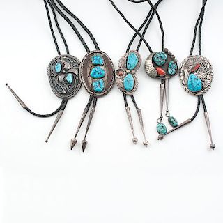 Navajo Silver and Turquoise Bolos with Gusto
