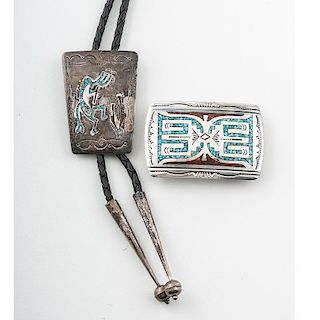 Zuni Chip Inlay Bolo and Buckle